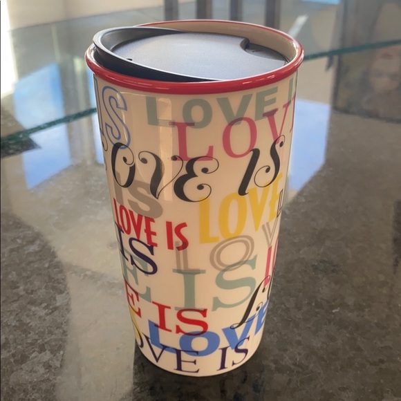 Starbucks ceramic travel mug. 12oz. LOVE IS LOVE